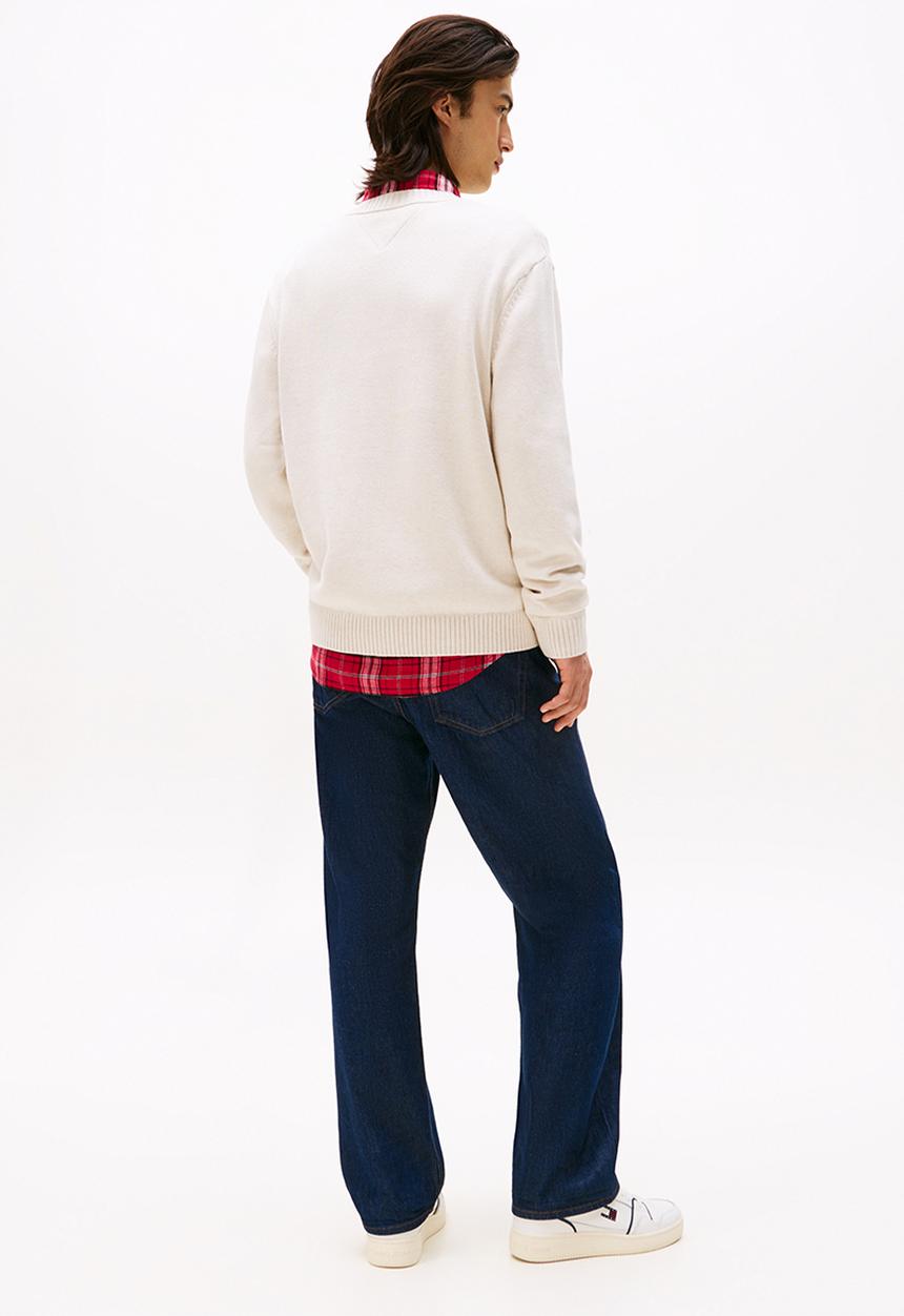 Tommy Hilfiger - Tjm Reg Melange Flag Sweater - Ancient White Htr