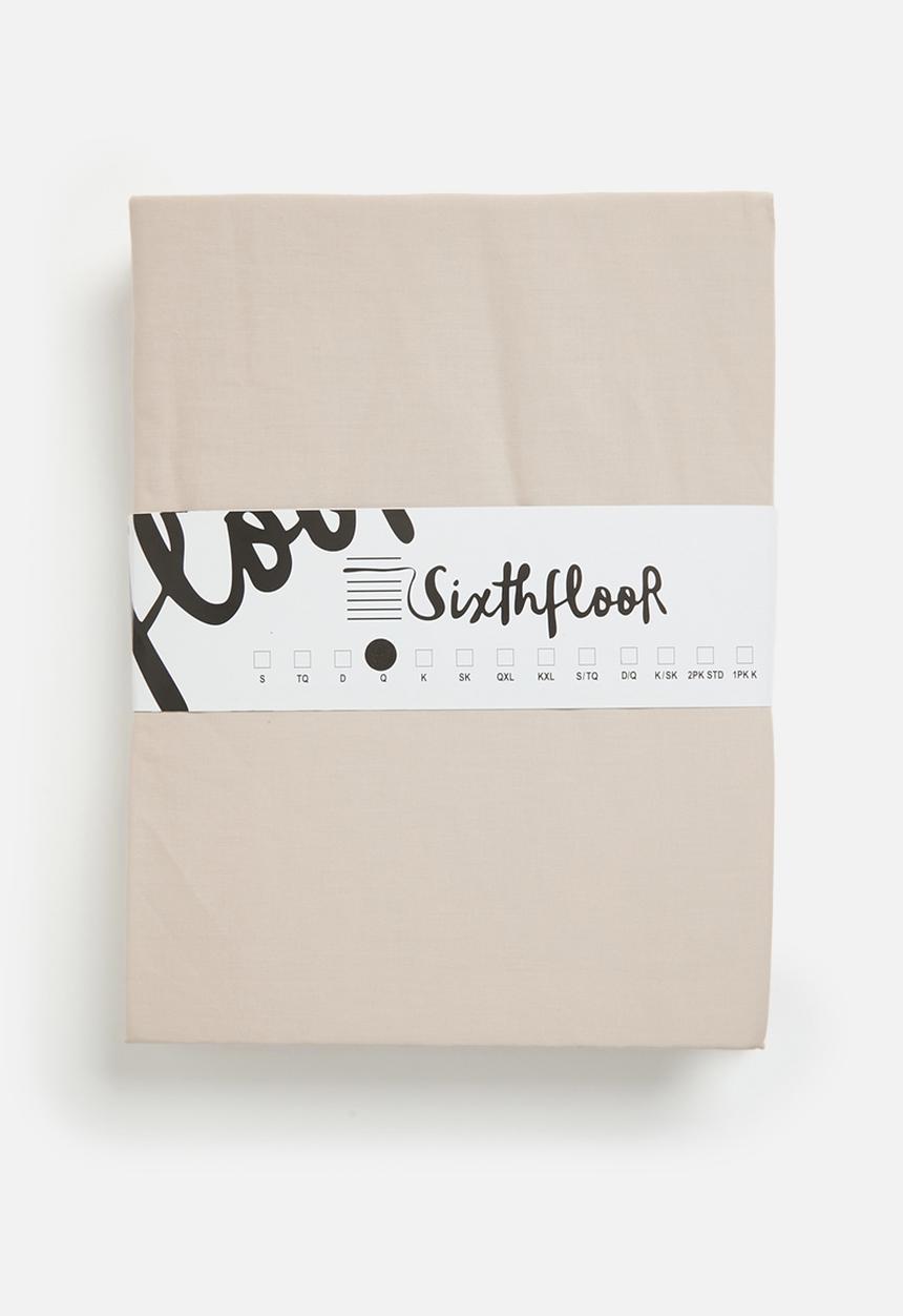 Sixth Floor - 144 tc 100% cotton fitted sheet stone