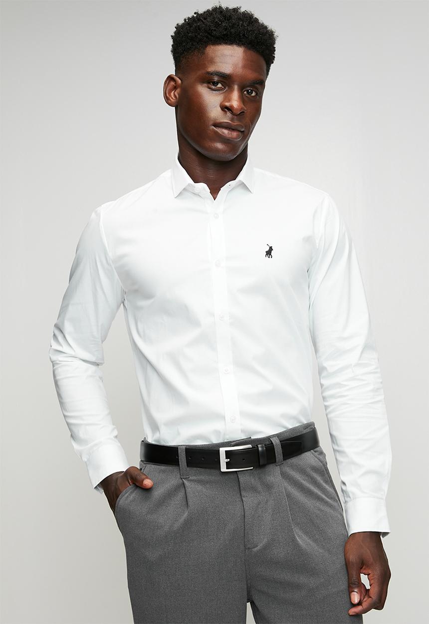 POLO - Men christian ls slim shirt - white