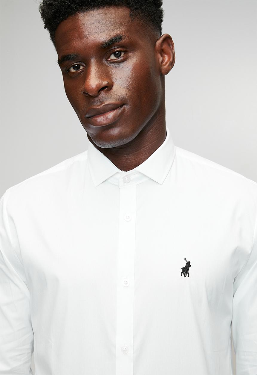 POLO - Men christian ls slim shirt - white