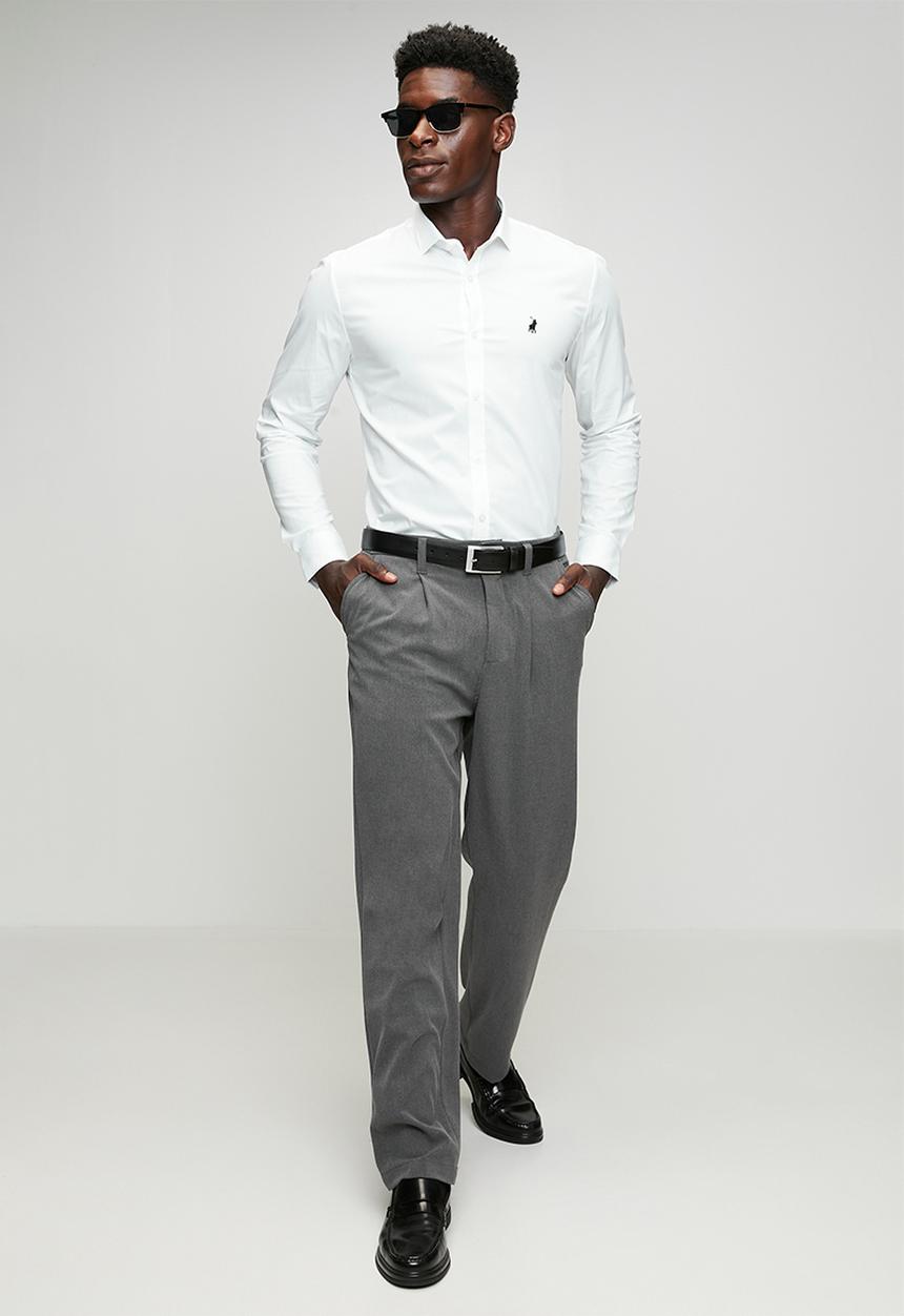 POLO - Men christian ls slim shirt - white