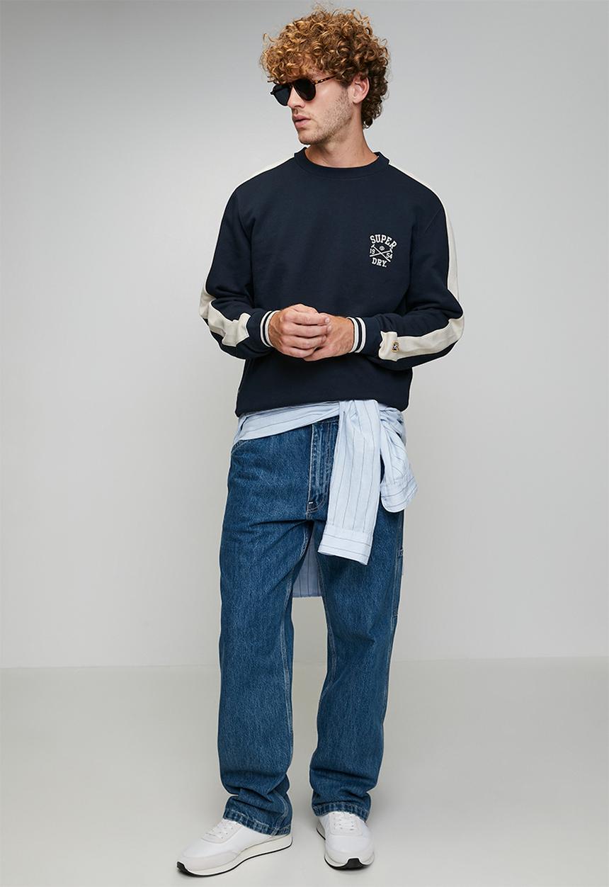Superdry. - Athletic Club Crew - Nautical Navy Contrast