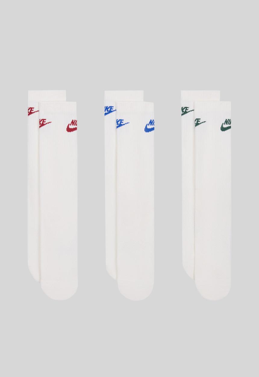 Nike - Everyday Elevated Crew Socks (3 Pairs)  - White/Multi