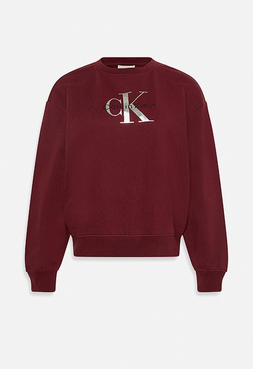 Calvin Klein - Long sleeve monologo french terry rlxd crew - renaissance red