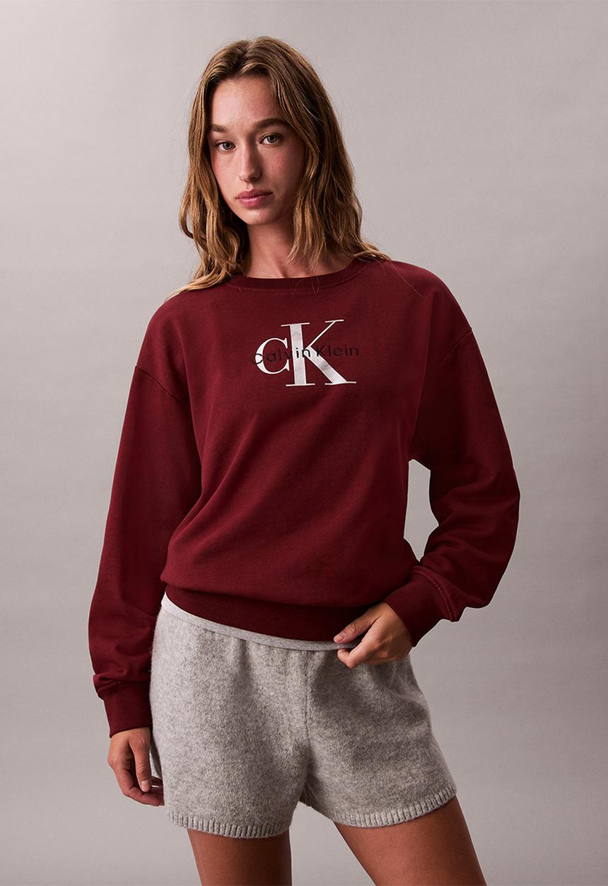 Calvin Klein - Long sleeve monologo french terry rlxd crew - renaissance red