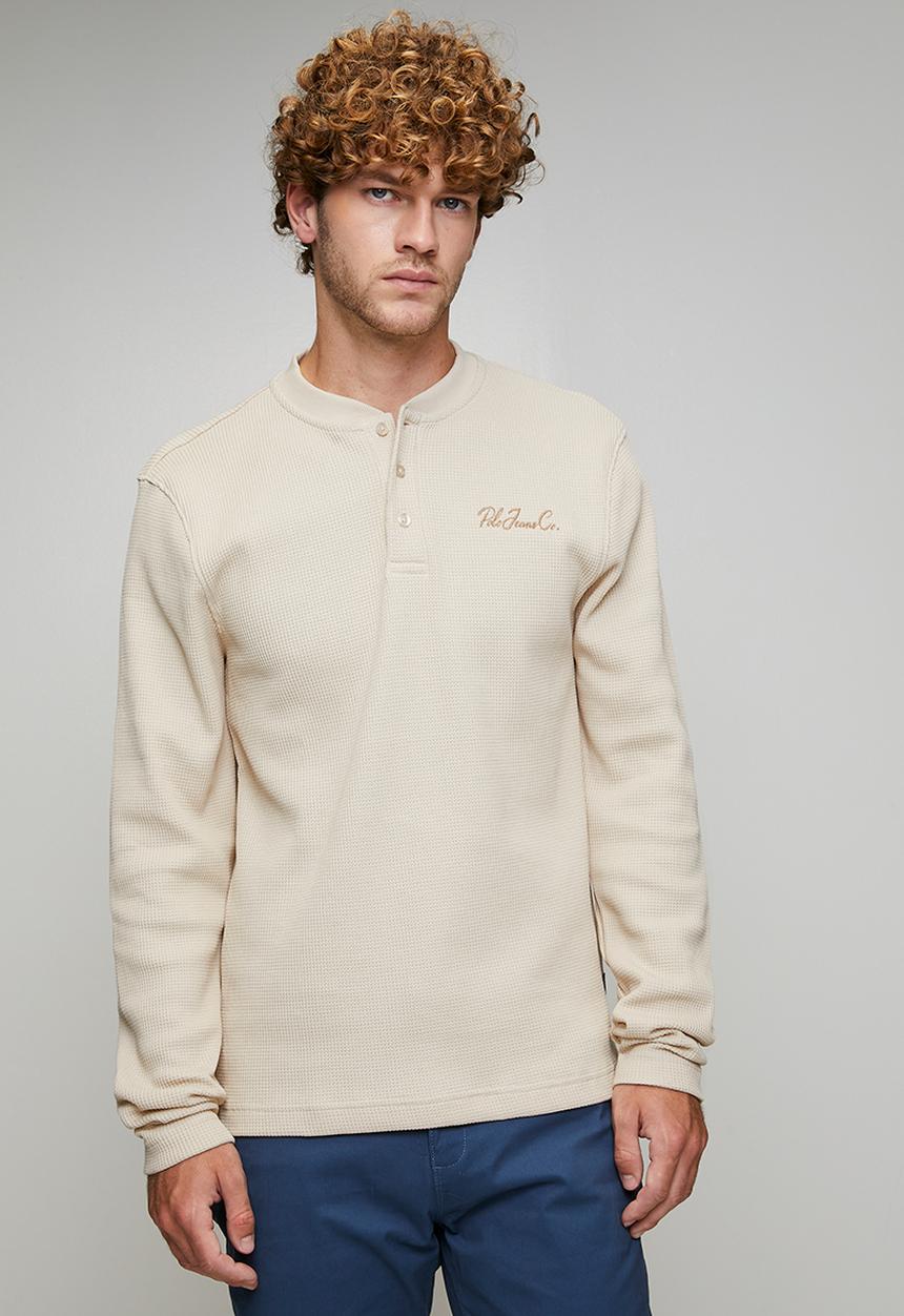 POLO - Slate Pjc Ls Henley Logo Sweat Top - Stone