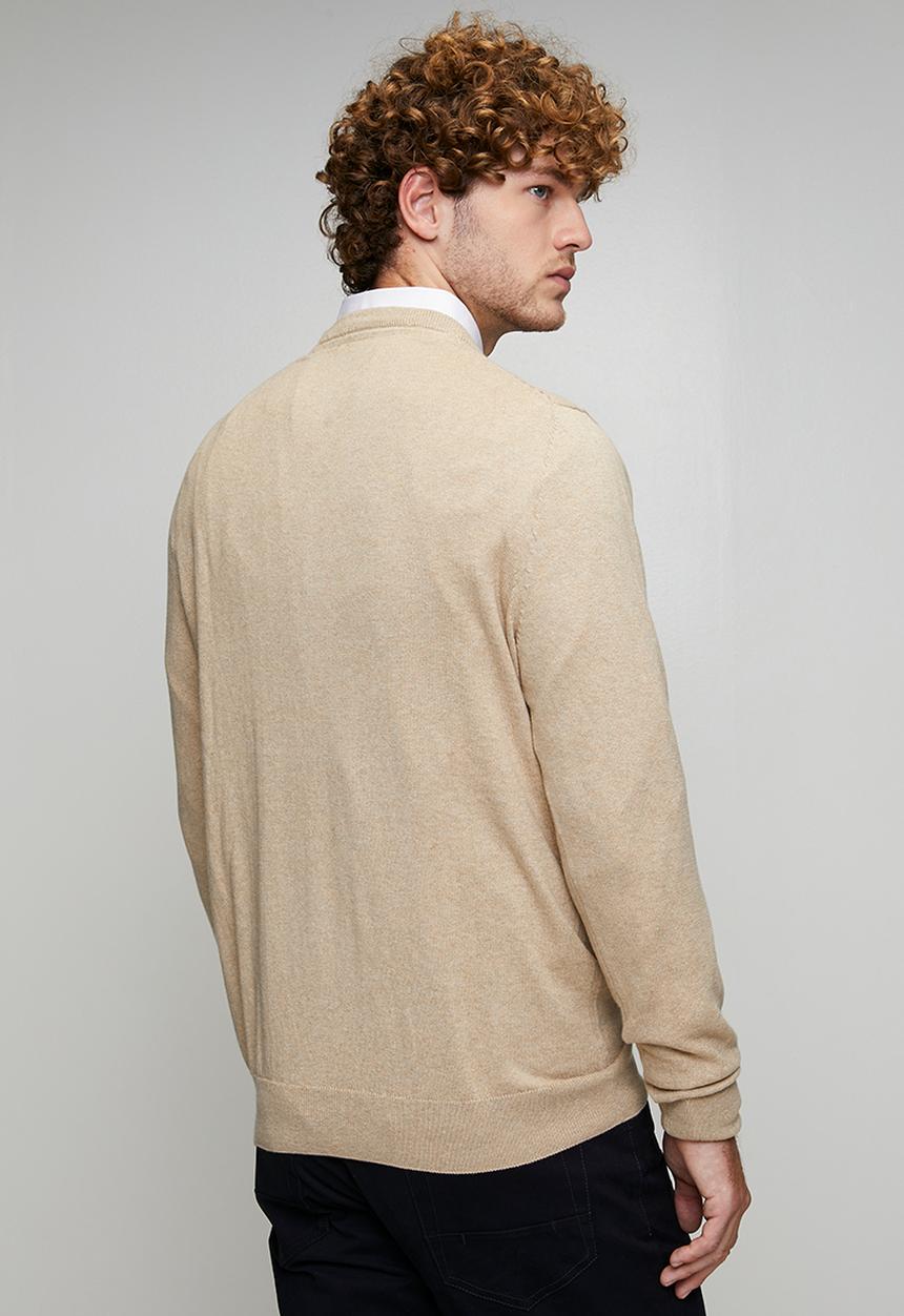 POLO - Luke Essential Cotton Crew Long sleeve Knitwear  - Stone