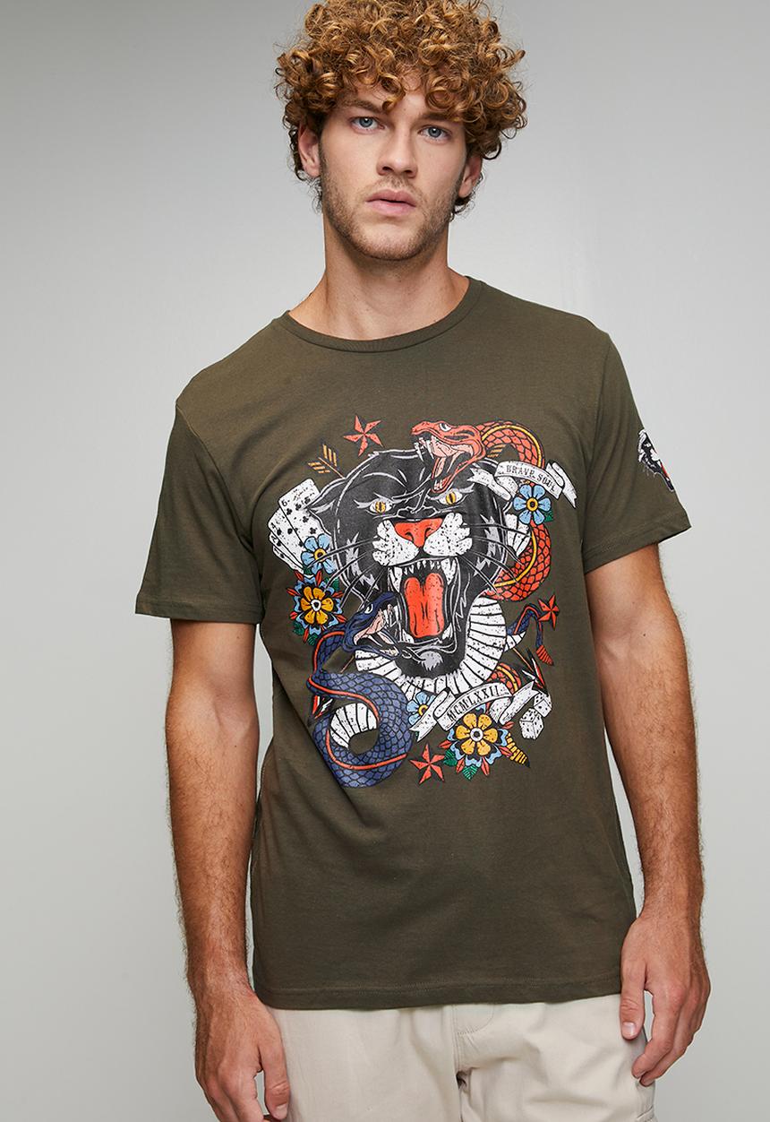 Brave Soul - Crew Neck T-Shirt - Khaki 