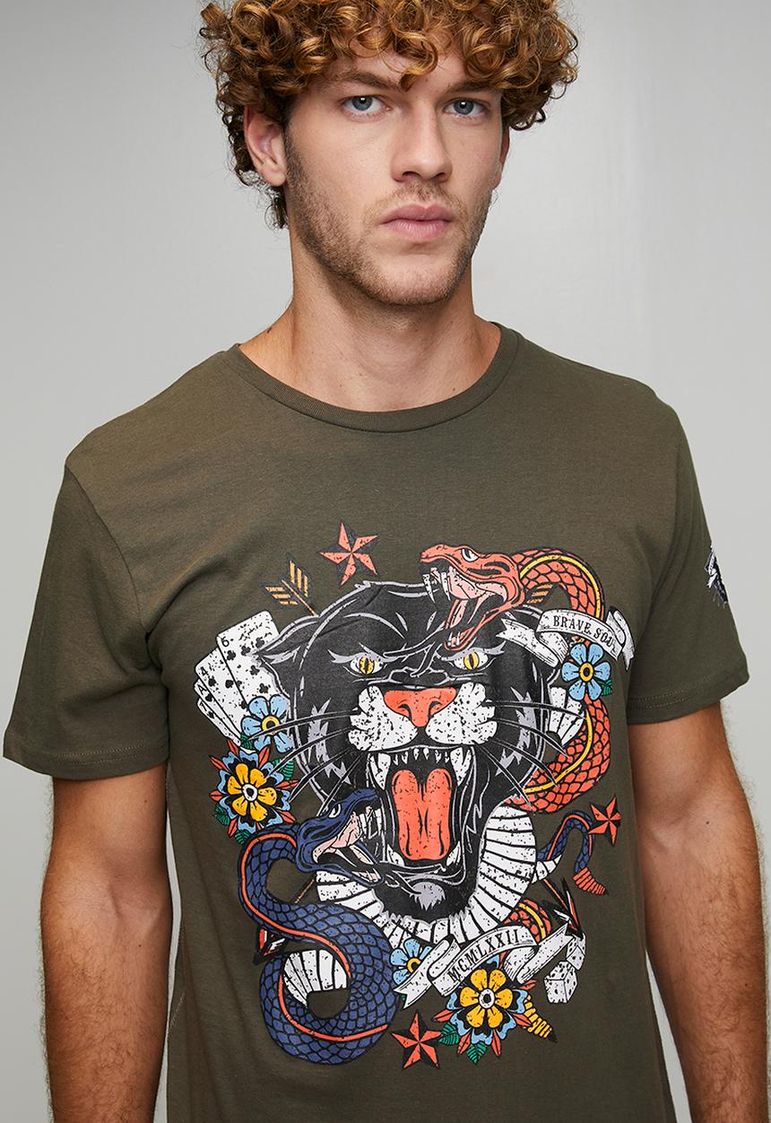 Brave Soul - Crew Neck T-Shirt - Khaki 