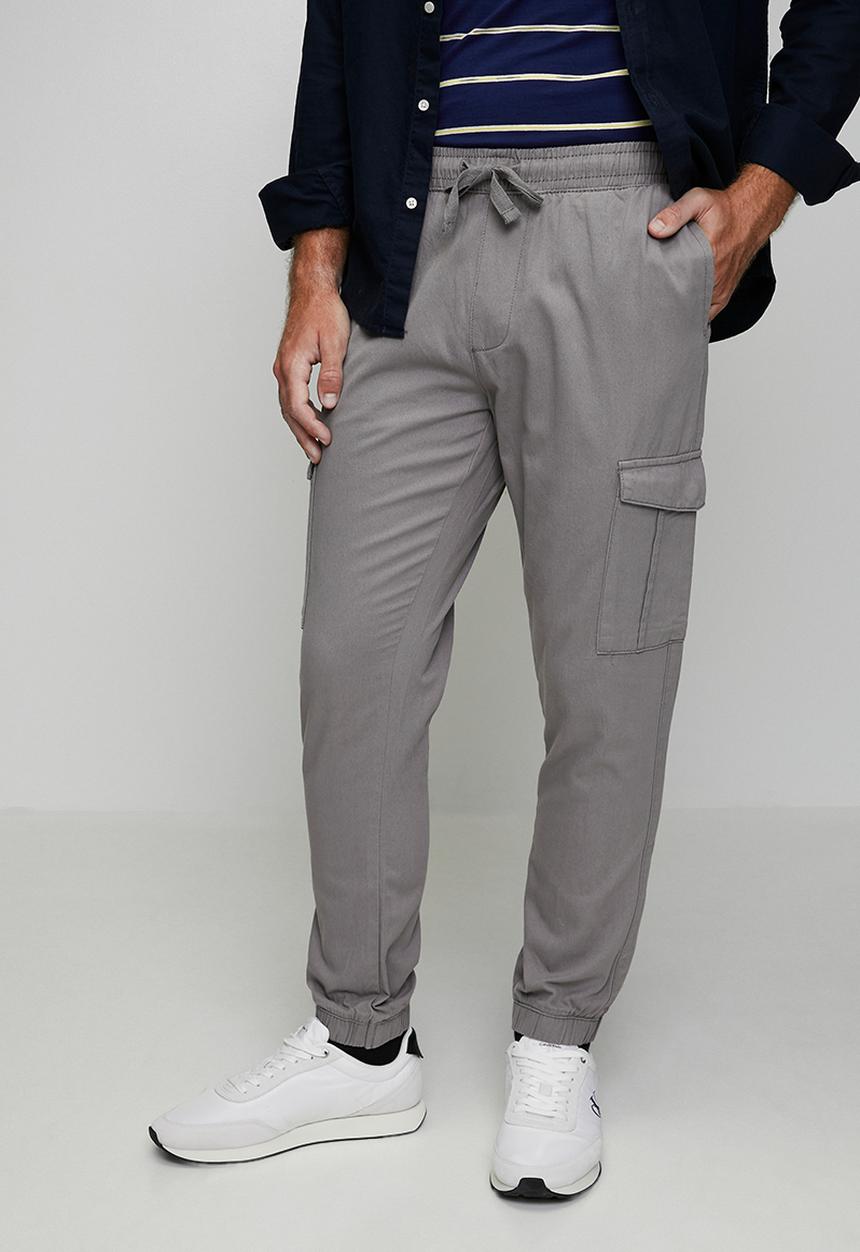 Brave Soul - Cotton Twill Cuff Pant - Mid Grey