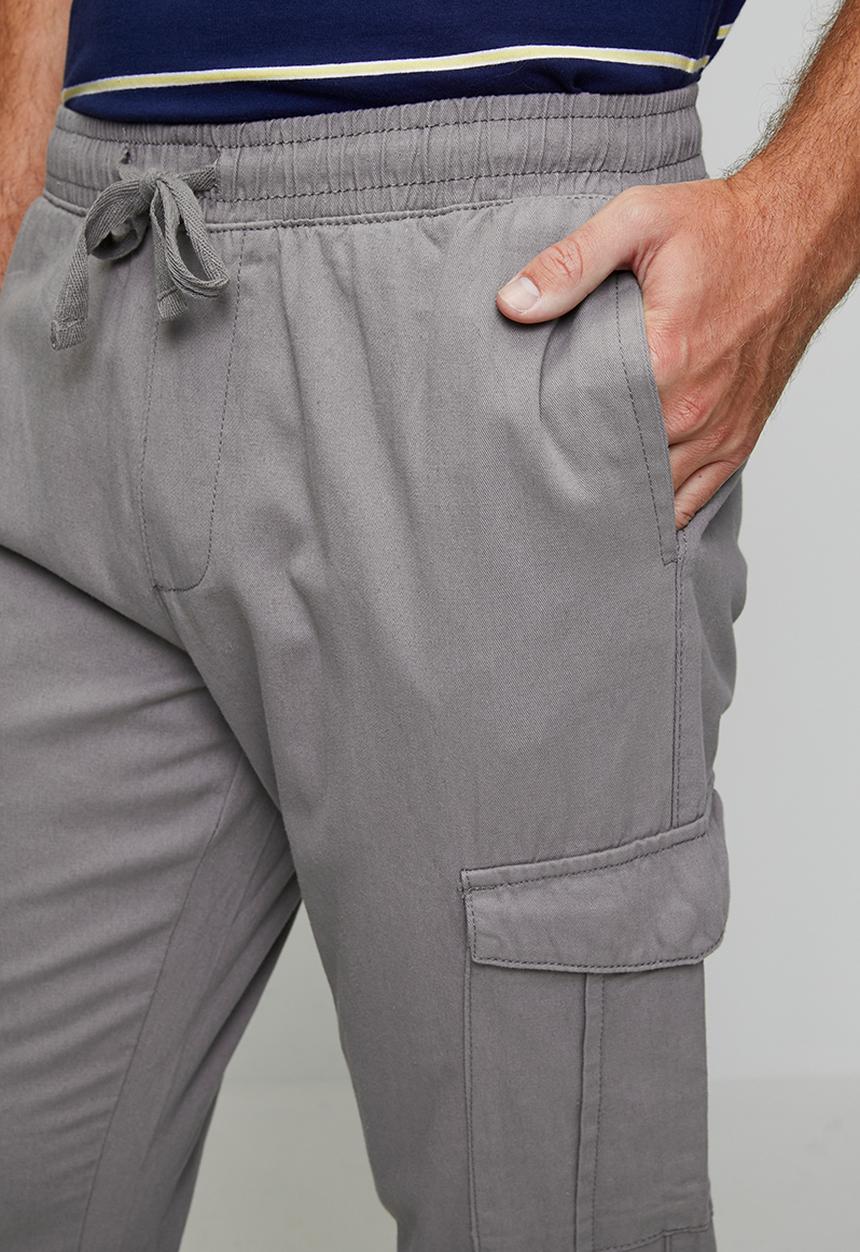 Brave Soul - Cotton Twill Cuff Pant - Mid Grey