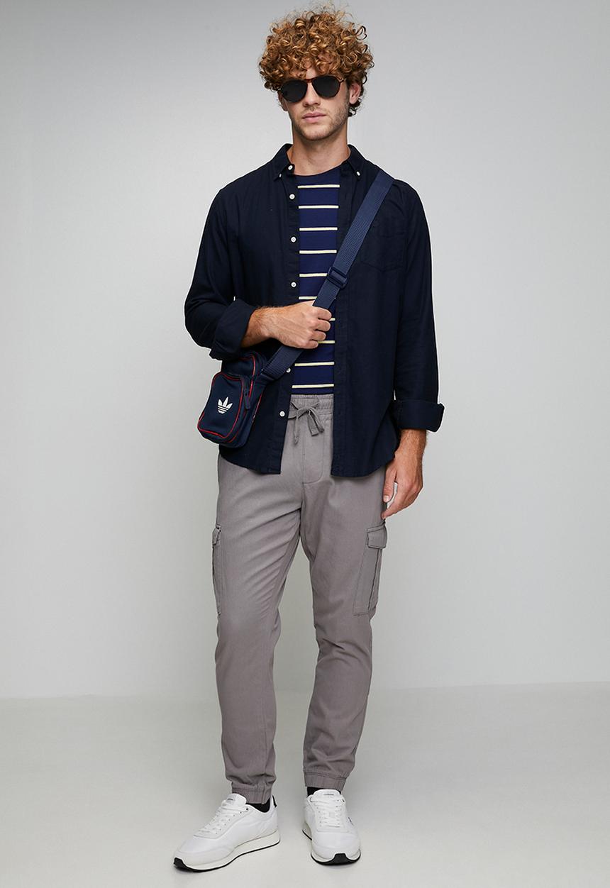 Brave Soul - Cotton Twill Cuff Pant - Mid Grey