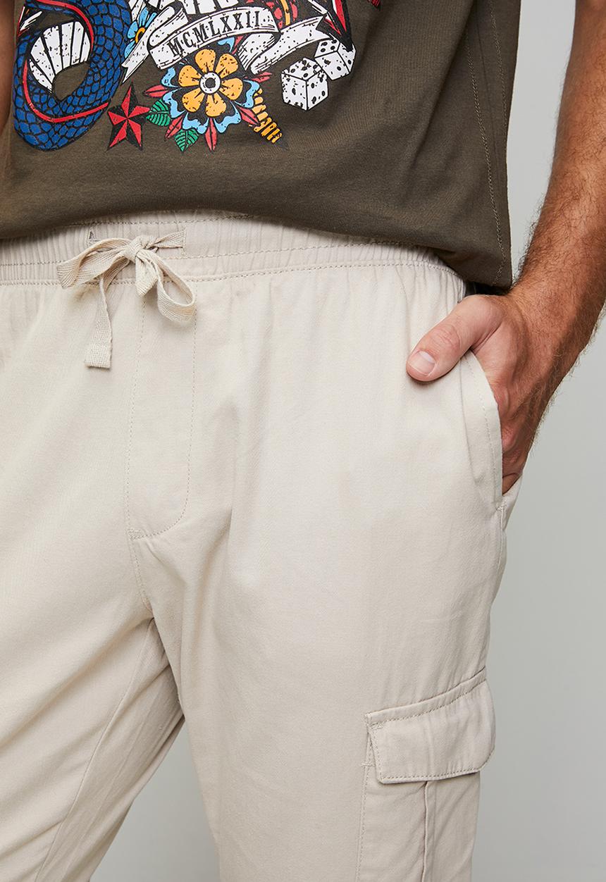 Brave Soul - Cotton Twill Cuff Pant - Stone