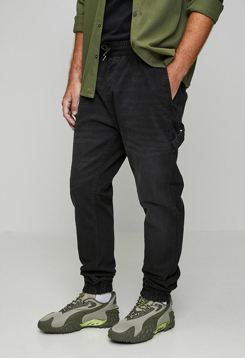 Brave Soul - Cuffed Carpenter Denim Jean - Charcoal Regular Length