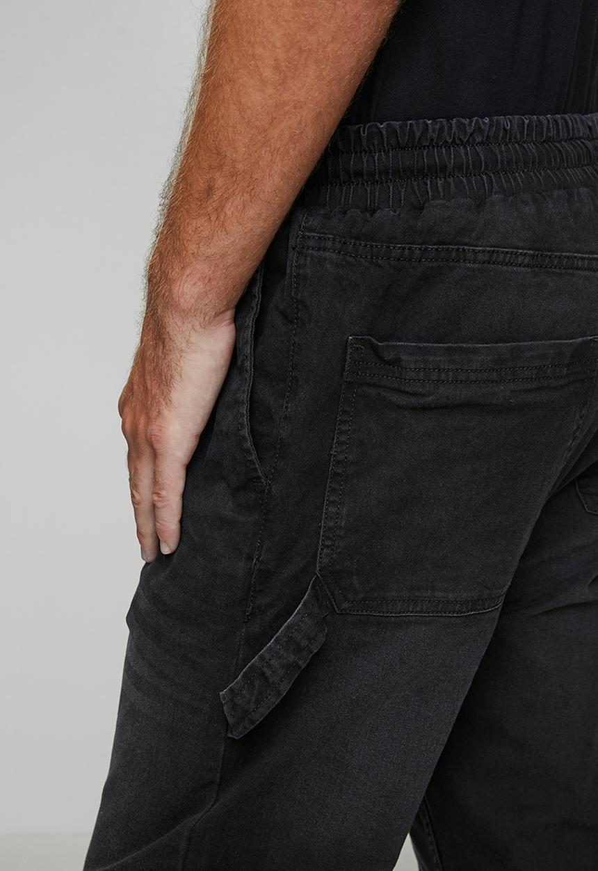 Brave Soul - Cuffed Carpenter Denim Jean - Charcoal Regular Length