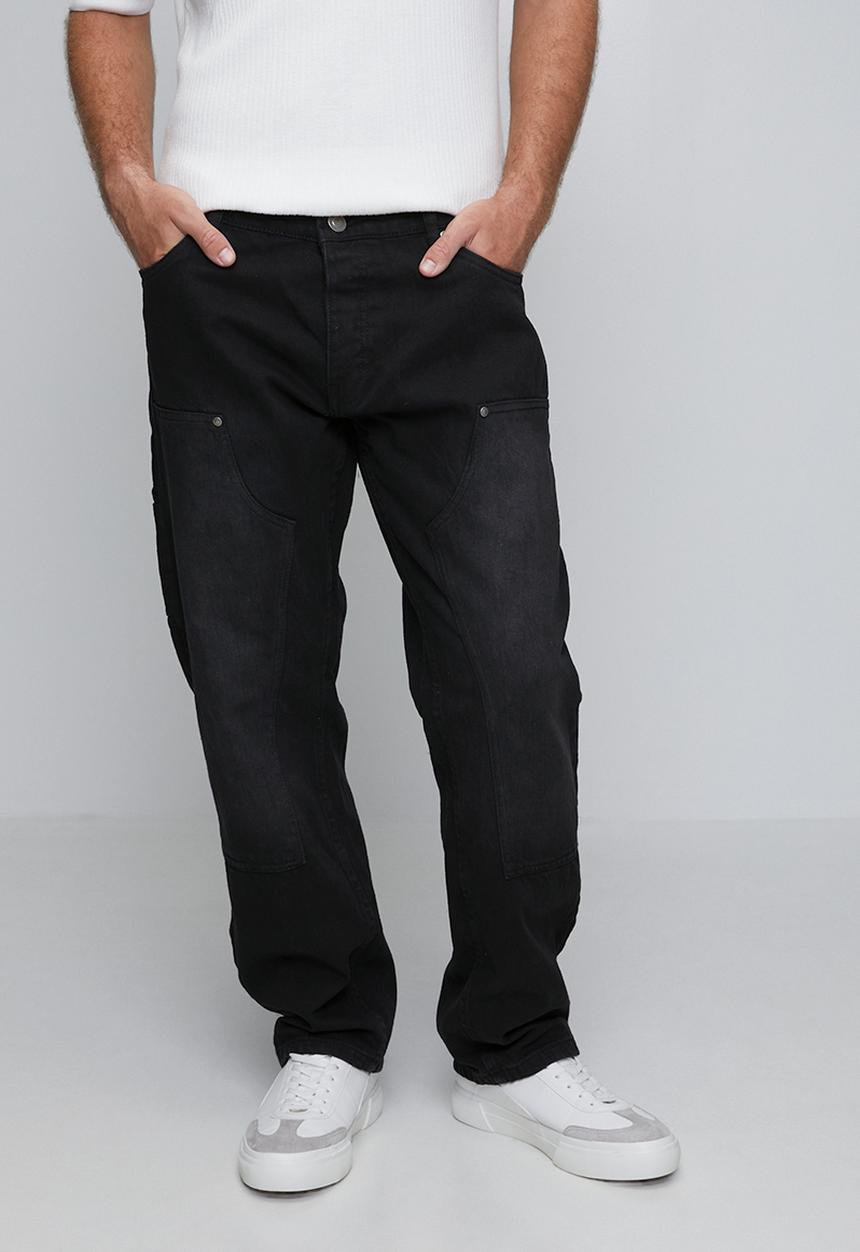 Brave Soul - Carpenter Loose Fit Denim Jean - Charcoal Long Length