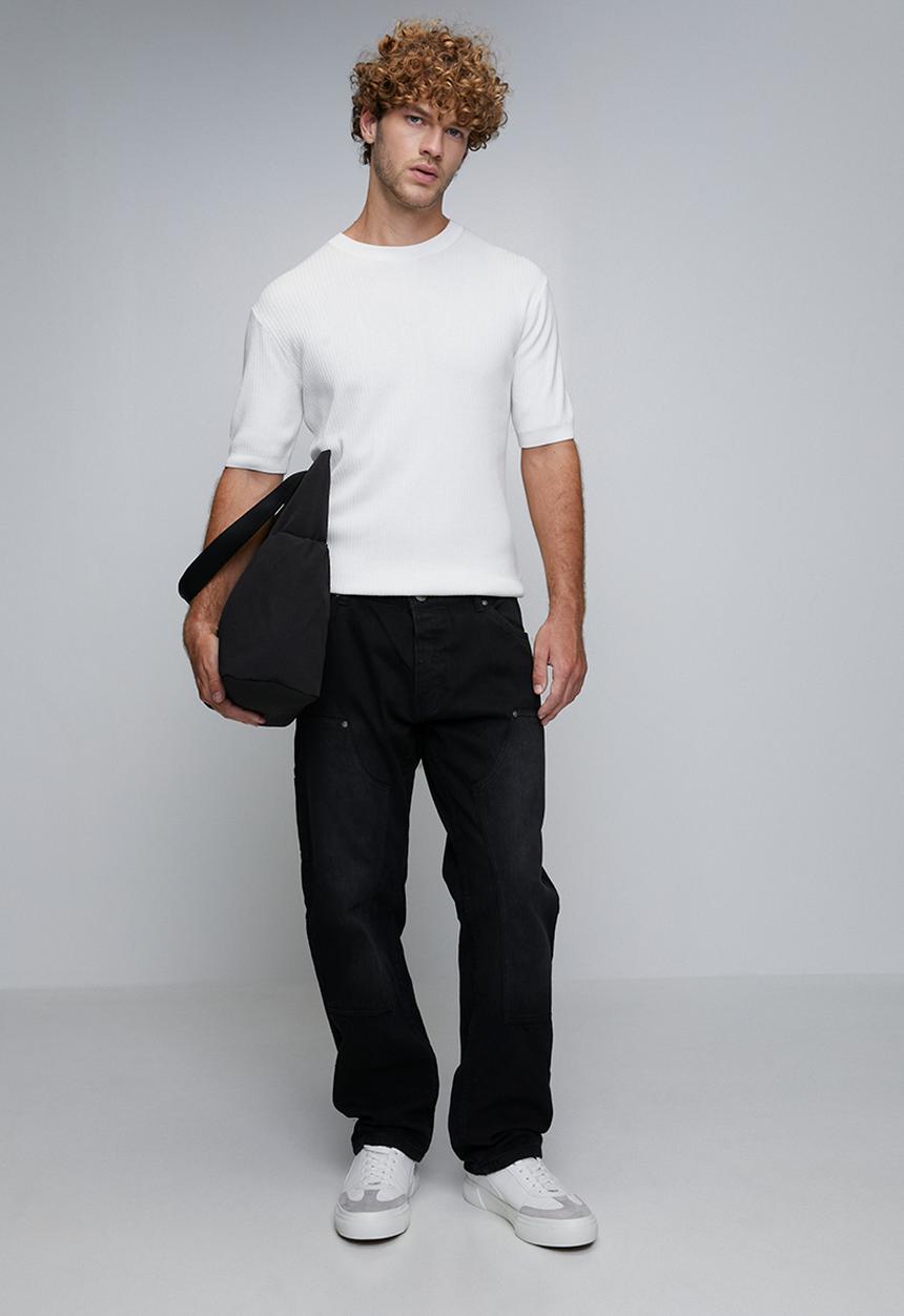 Brave Soul - Carpenter Loose Fit Denim Jean - Charcoal Long Length