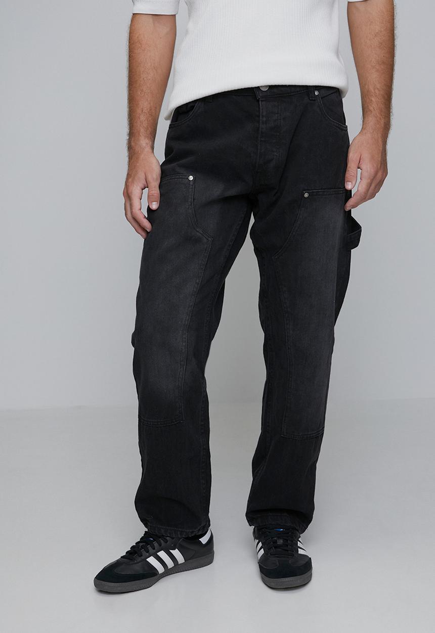 Brave Soul - Carpenter Loose Fit Denim Jean - Charcoal Regular Length