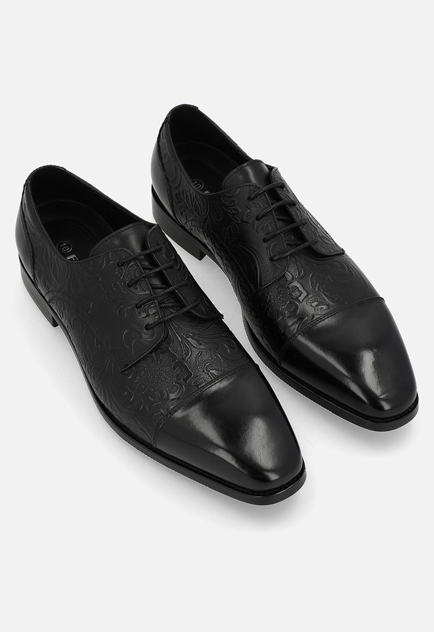 Fabino - Textured Toe Cap  Derby - Black