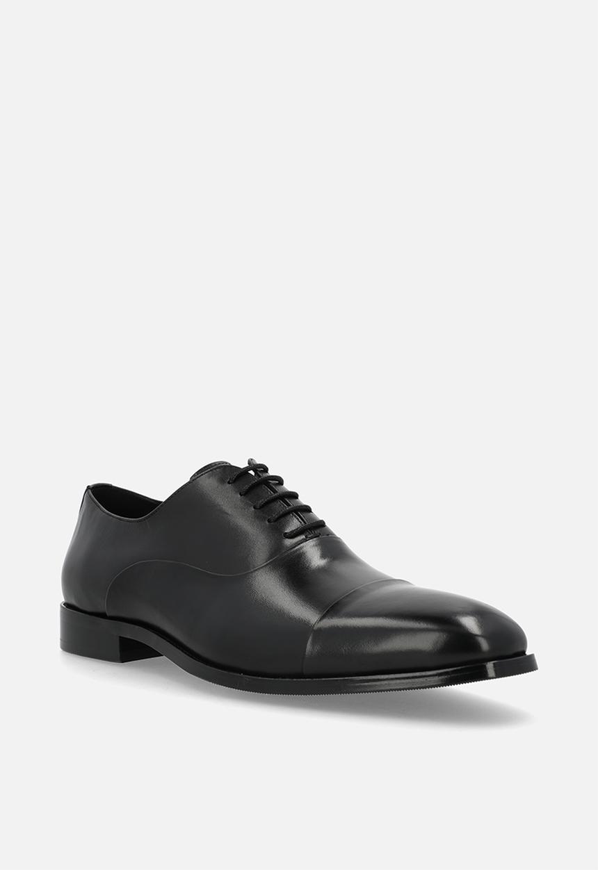 Fabino - High Shine Toe Cap Oxford - Black