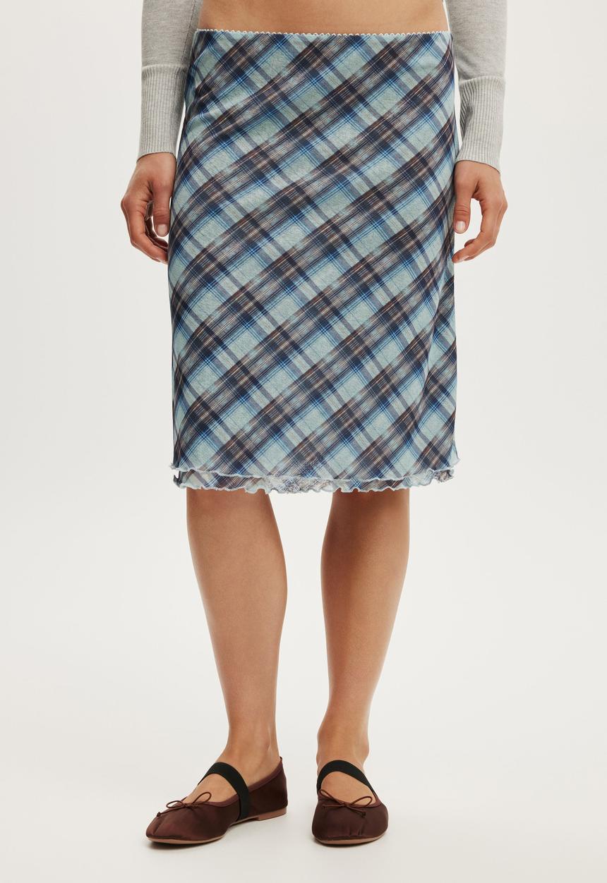 Cotton On - Molly slip skirt - mila asym check cosmic star