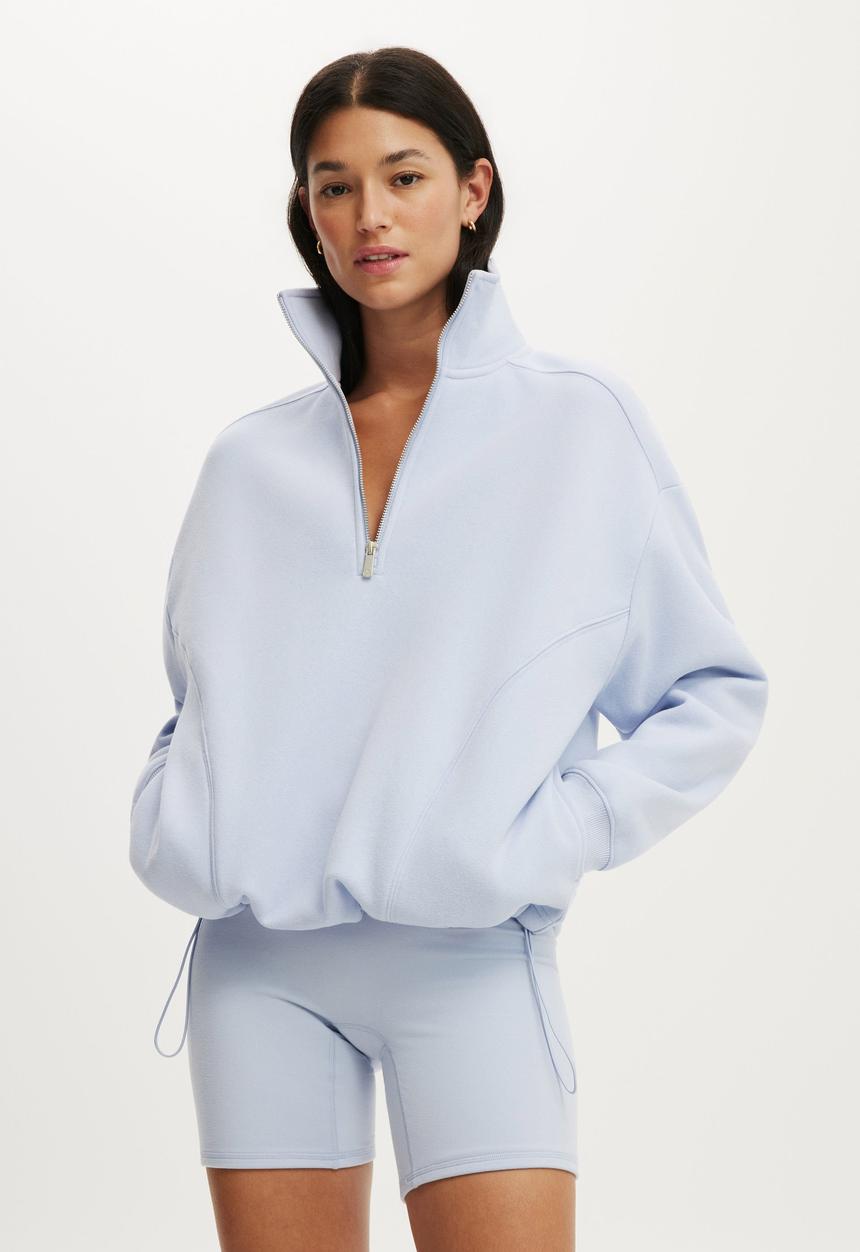 Cotton On - Plush Half Zip Sweatshirt - Violet Blue