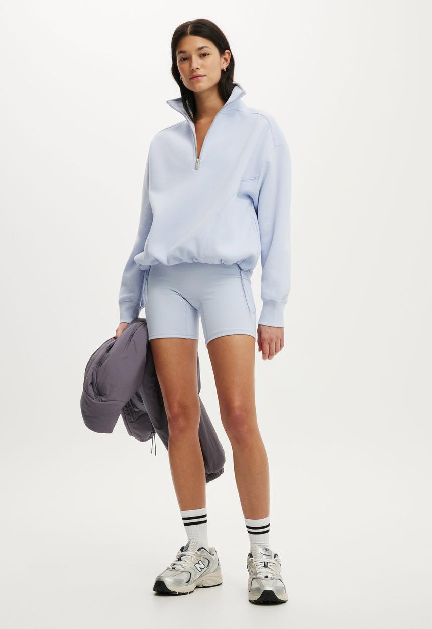 Cotton On - Plush Half Zip Sweatshirt - Violet Blue