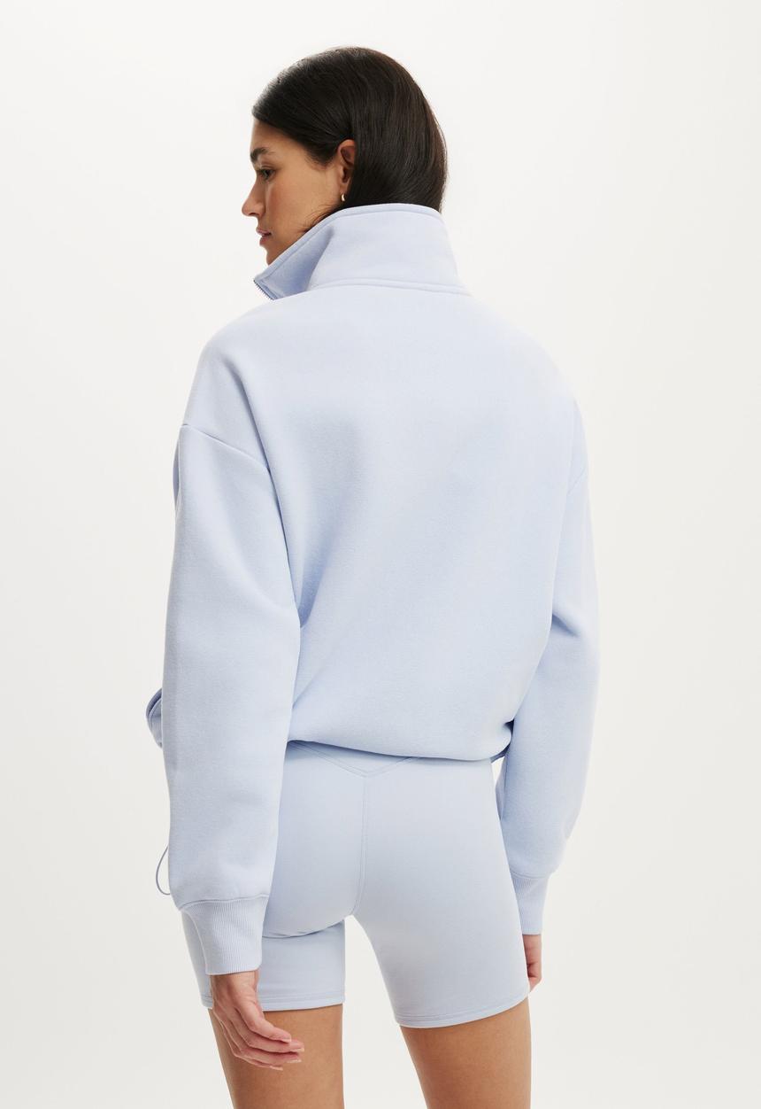 Cotton On - Plush Half Zip Sweatshirt - Violet Blue