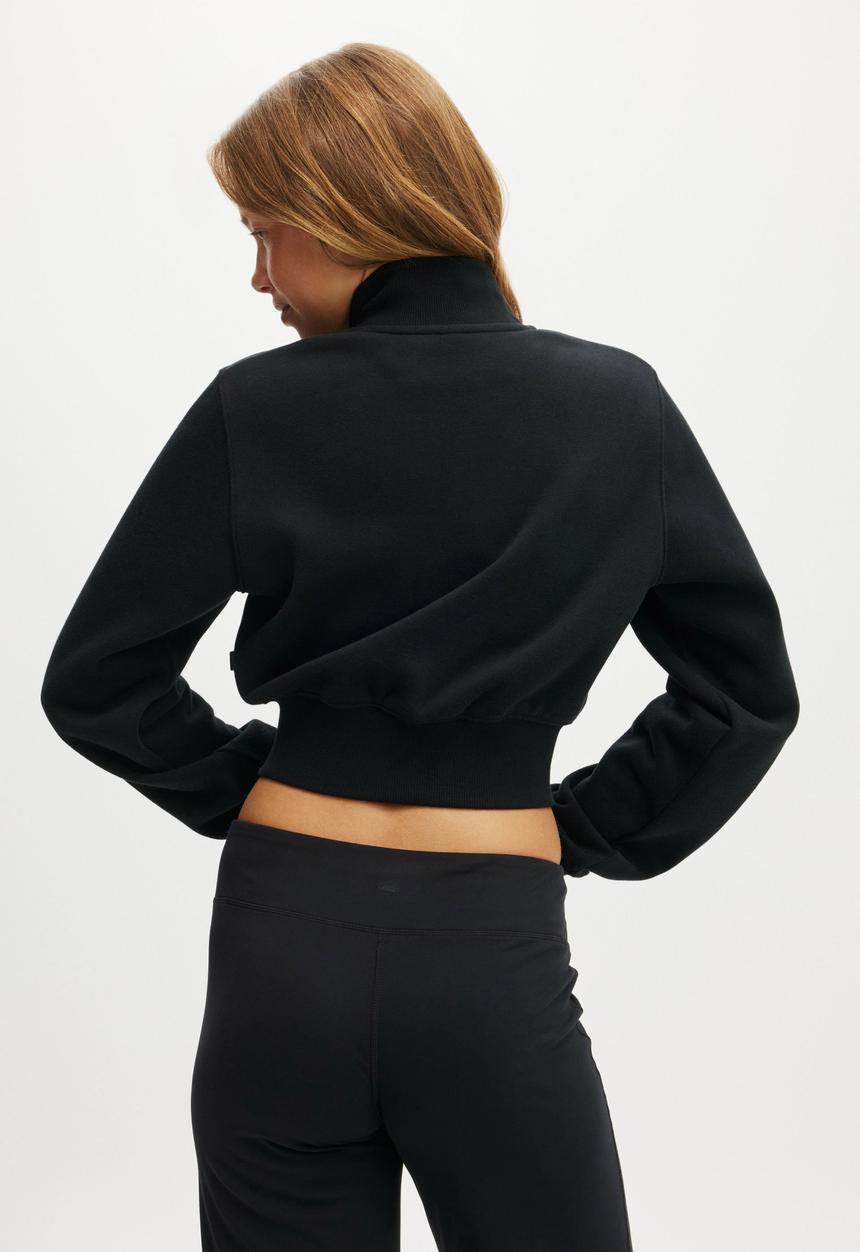 Cotton On - Plush Fitted Zip Through - Black