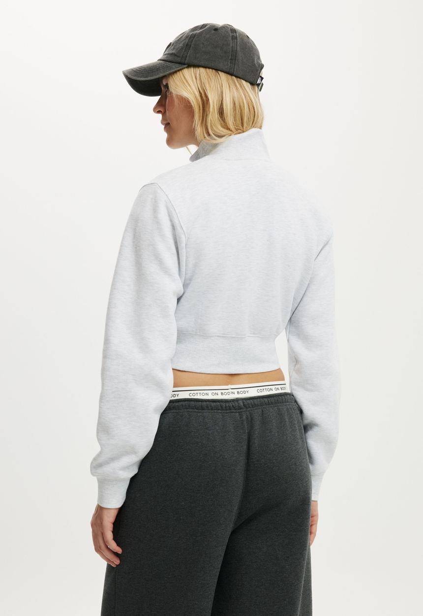 Cotton On - Plush Fitted Zip Through - Cloudy Grey Marle