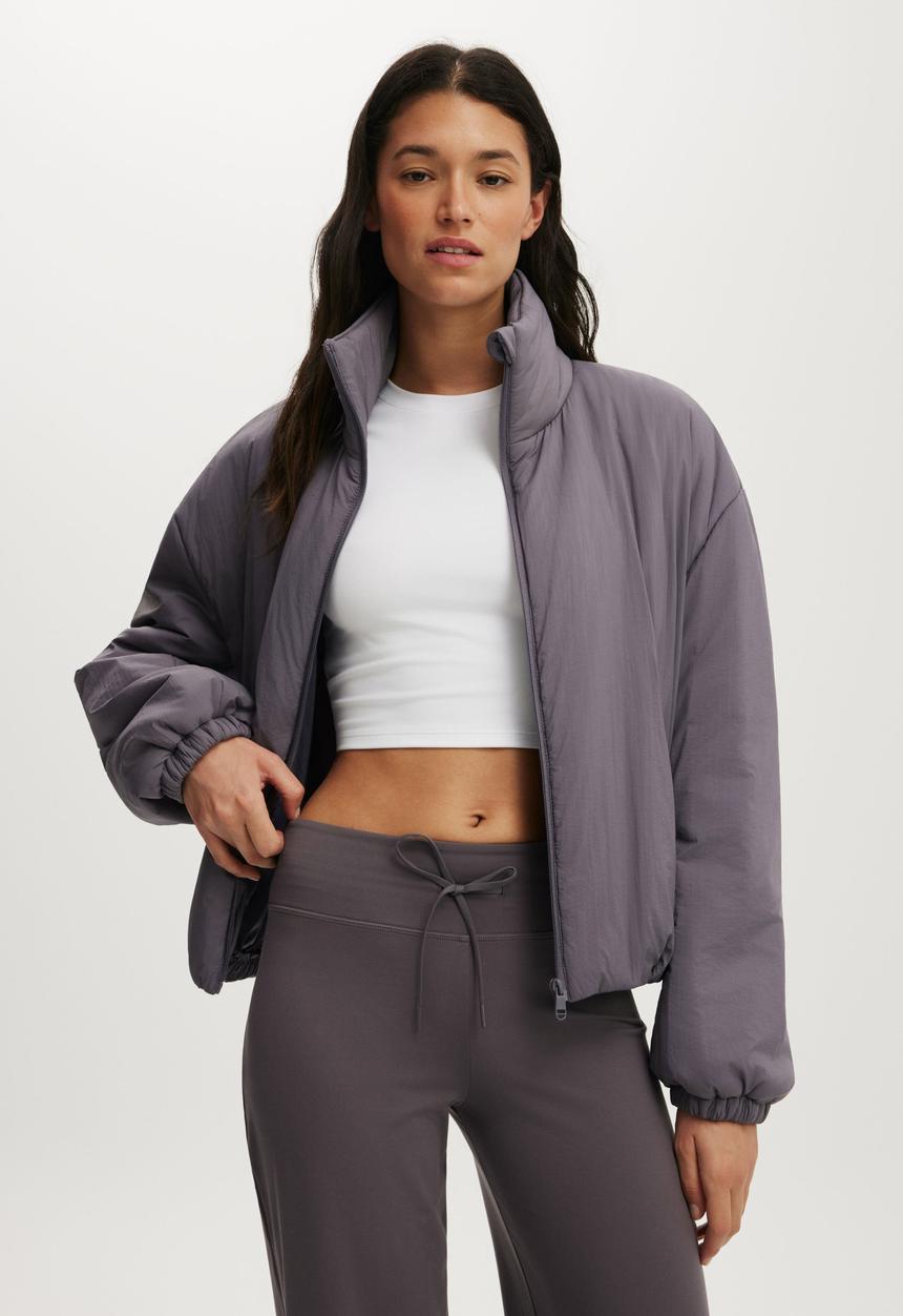 Ultra Light Padded Bomber Jacket - Violet Grey