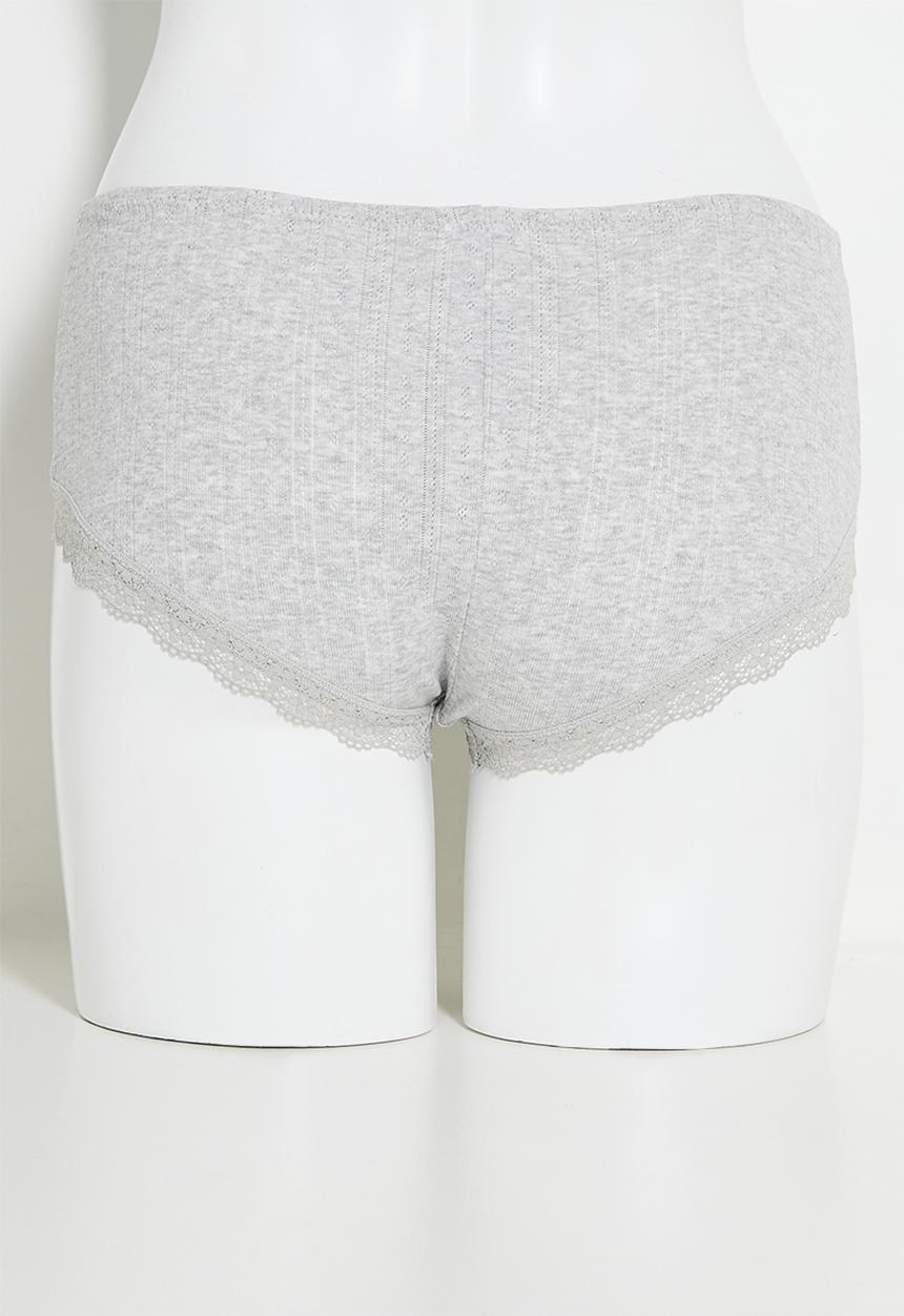 Cotton On - Organic cotton lace boyshort brief 3 pack - black/grey marle/butterscotch marle