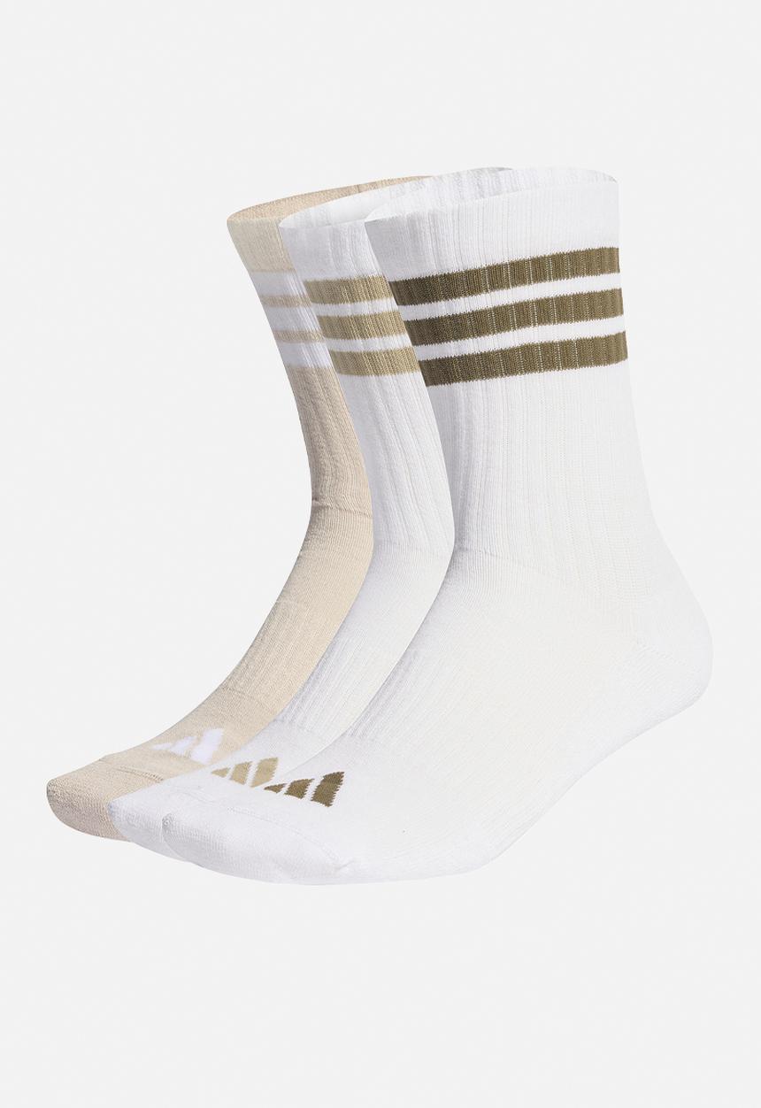 adidas Performance - Ess 3 Stripes Cushioned Crew Sock 3pk- white/wonder alum/olive 