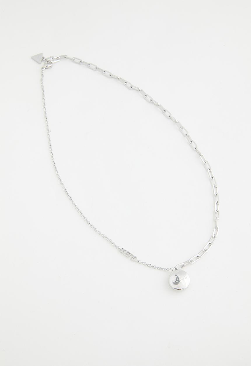 GUESS - Rolling Hearts 16-18'' Half Round Chain Heart - Silver