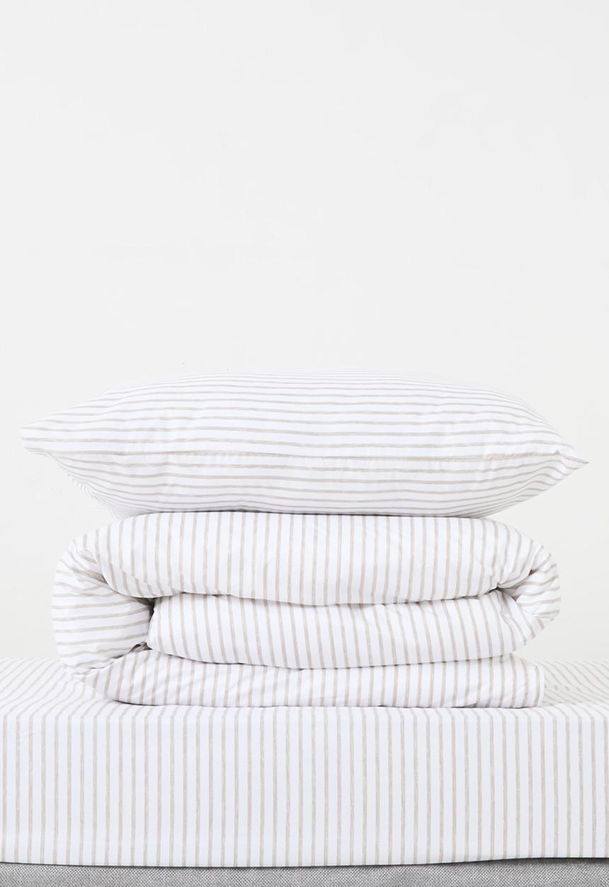 Sixth Floor - Painterly Stripe Super Soft Duvet Cover & Sheet Set - natural