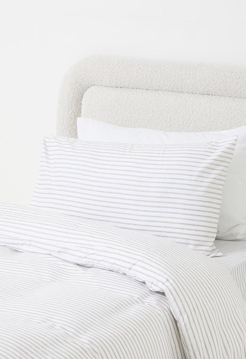 Sixth Floor - Painterly Stripe Super Soft Duvet Cover & Sheet Set - natural