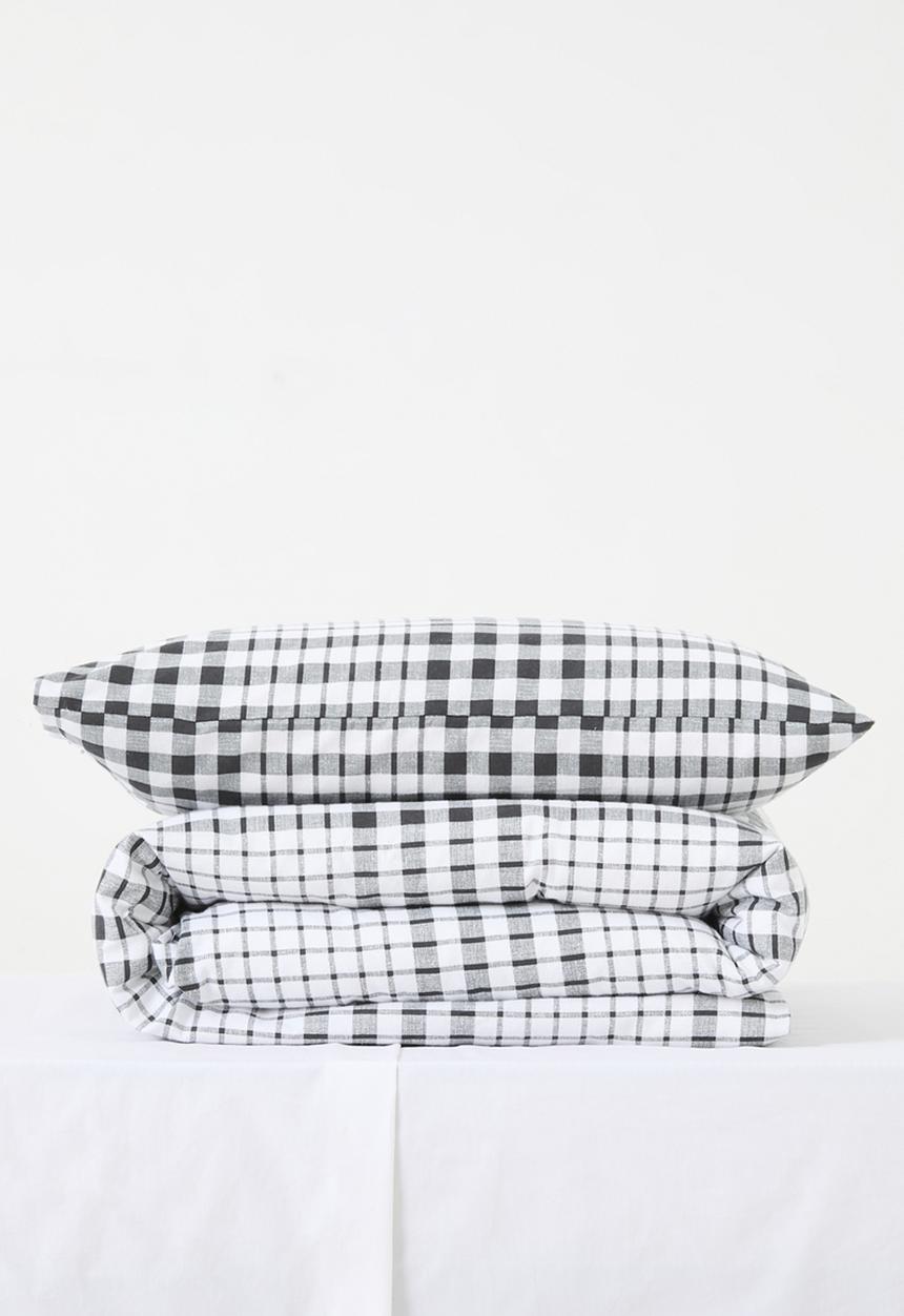 Sixth Floor - Cotton Blend Winter Check Duvet Set - White
