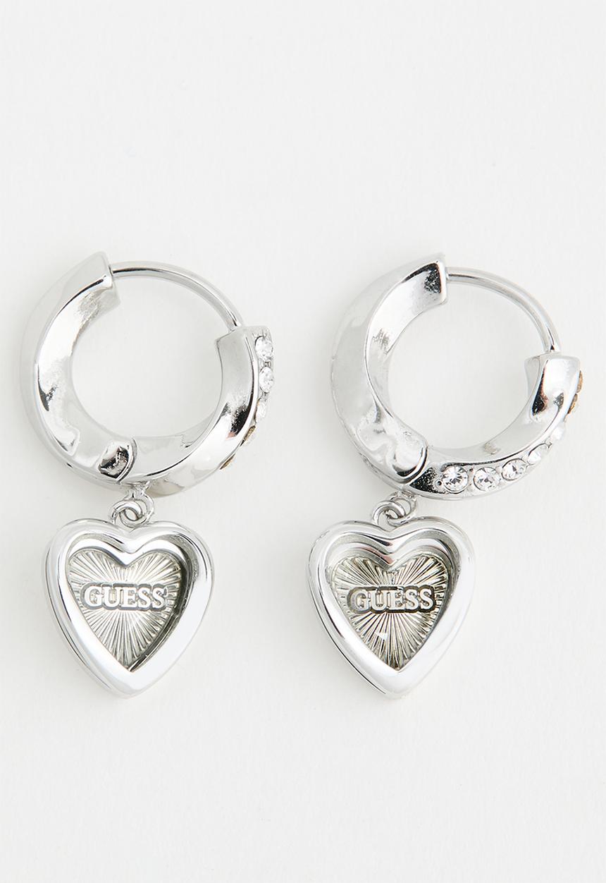 GUESS - Mon Amour 10mm Heart Mini Huggies - Silver