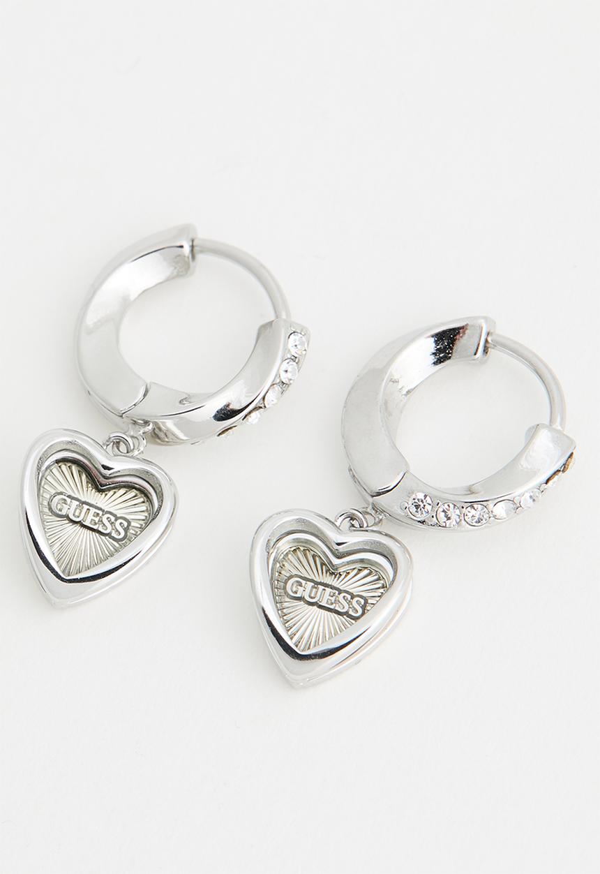 GUESS - Mon Amour 10mm Heart Mini Huggies - Silver
