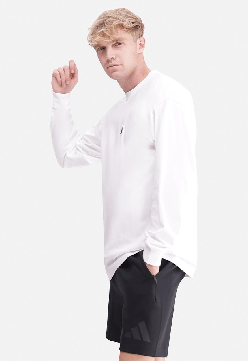 adidas Performance - Essentials Plus Loose Fit Small Logo Long Sleeve Tee - White / black