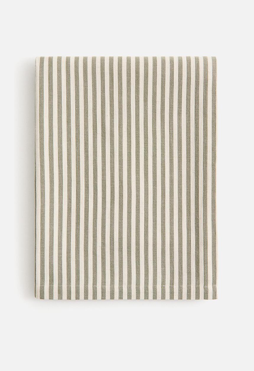 H&M - Cotton-blend tablecloth - dusty green/striped