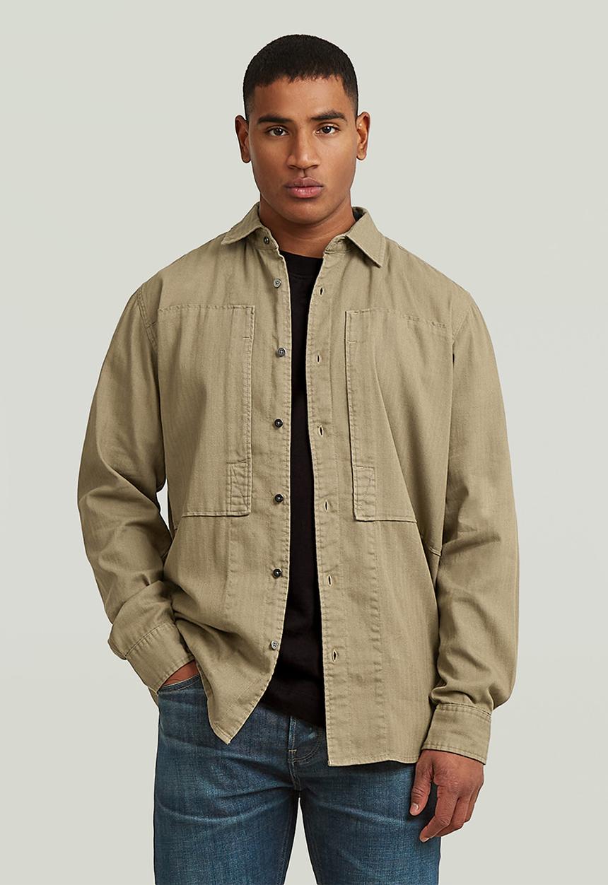 G-STAR - Panelled Pkt Regular Shirt L\S - Safari Gd