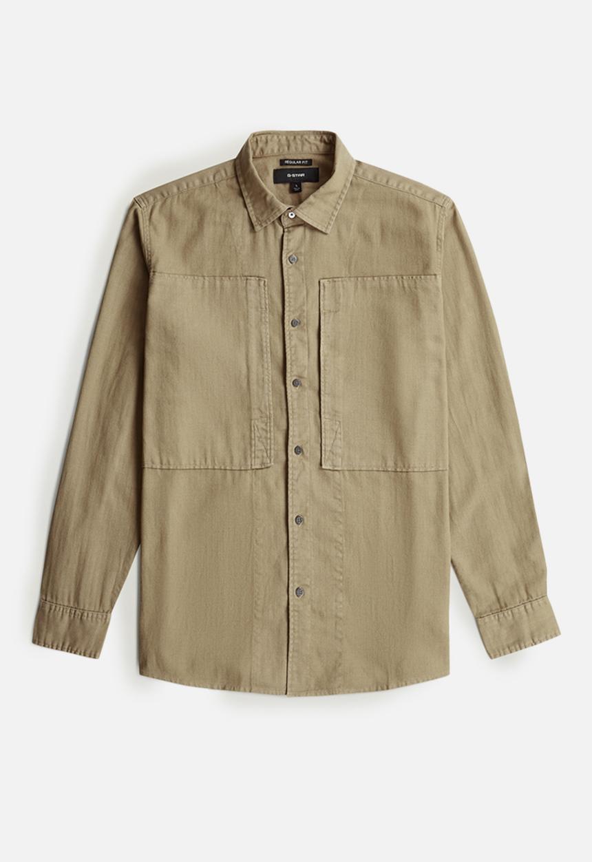G-STAR - Panelled Pkt Regular Shirt L\S - Safari Gd