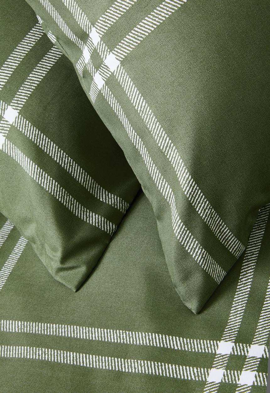 Sixth Floor - Grid Check Super Soft Duvet Cover Olive