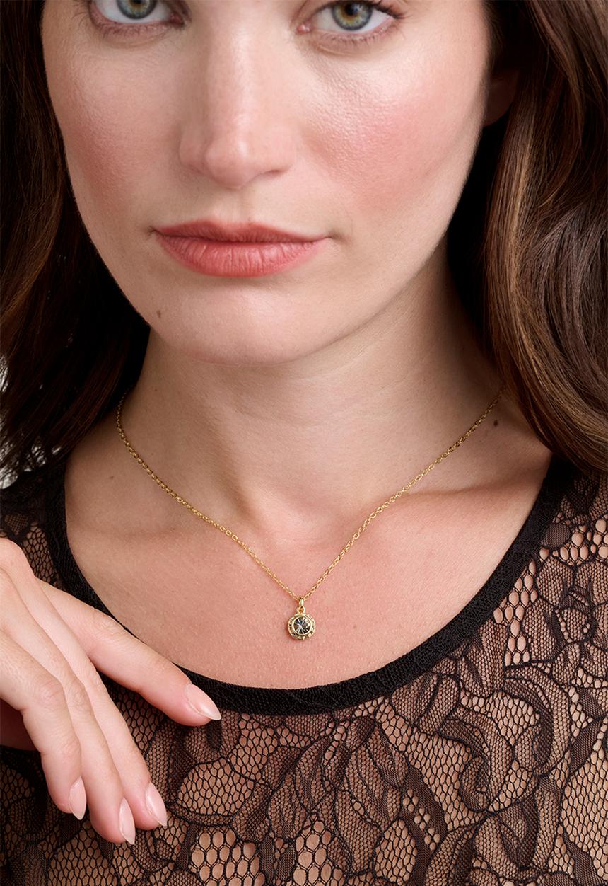 Ted Baker - Soltell solitaire sparkle crystal pendant necklace - gold/black