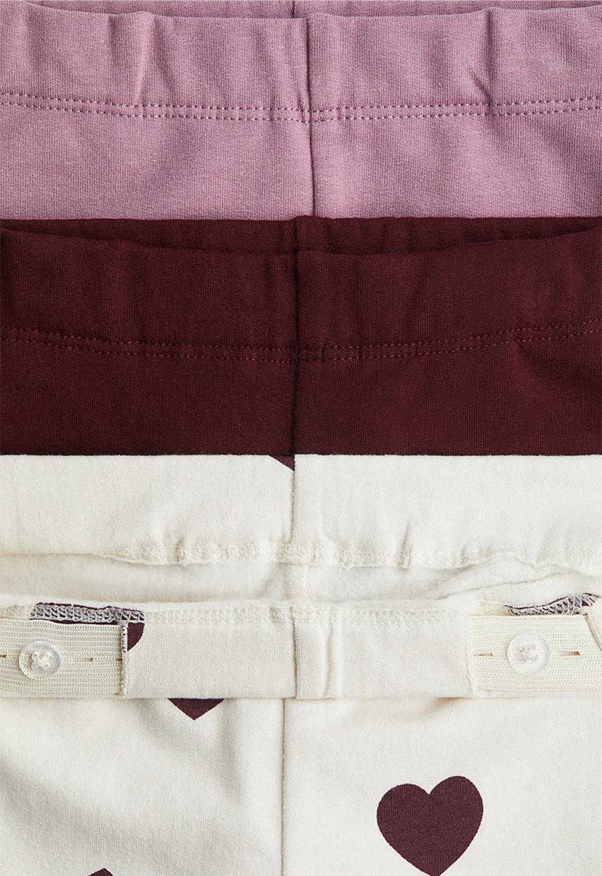 H&M - 3-Pack brushed-inside jersey leggings - pink hearts