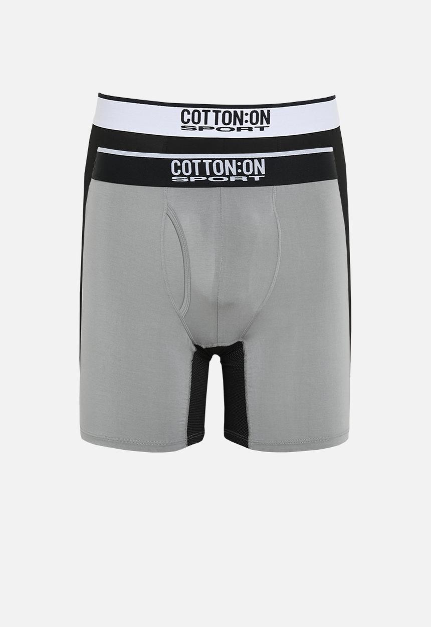 Cotton On - 2 Pack Mens Sport Trunk - Black/Grey