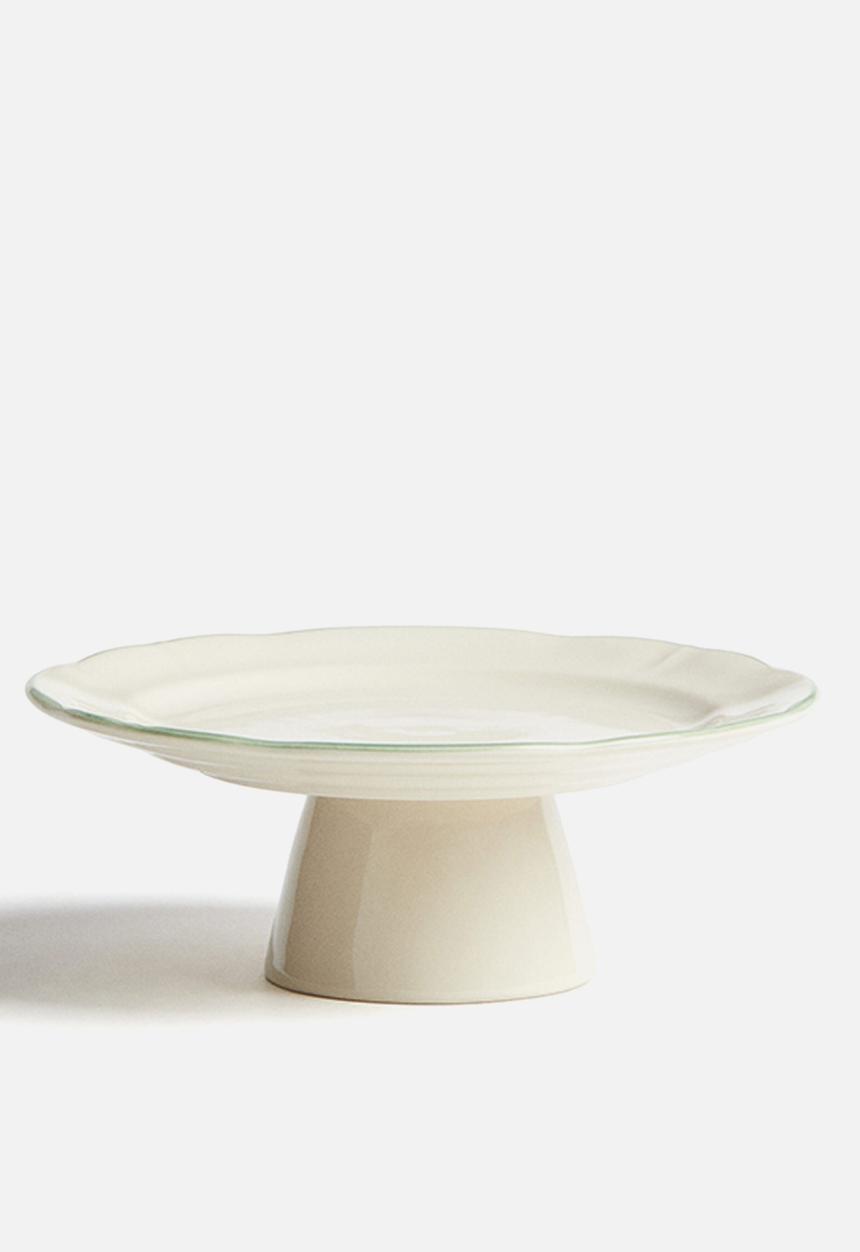 H&M - Small stoneware cake stand - beige,multi