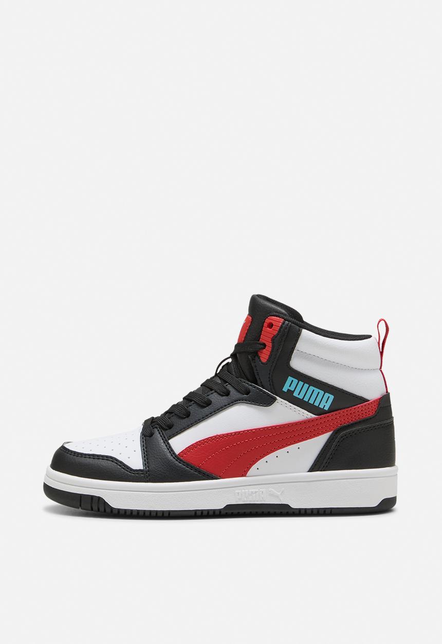PUMA - Puma Rebound V6 Mid Jr - Puma White-Candy Apple-Puma Black