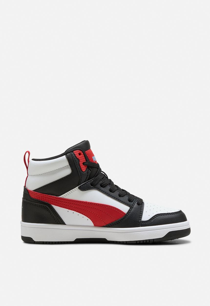 PUMA - Puma Rebound V6 Mid Jr - Puma White-Candy Apple-Puma Black